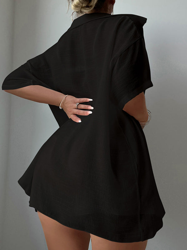 Loose Fit Sun Protection Beach Cover-Up Shirt & Shorts Set – Lightweight & Breathable
