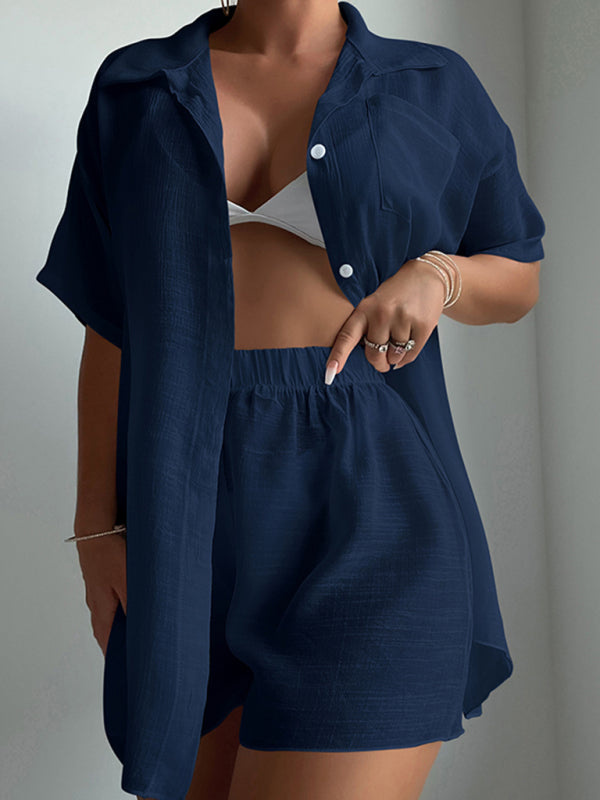 Loose Fit Sun Protection Beach Cover-Up Shirt & Shorts Set – Lightweight & Breathable