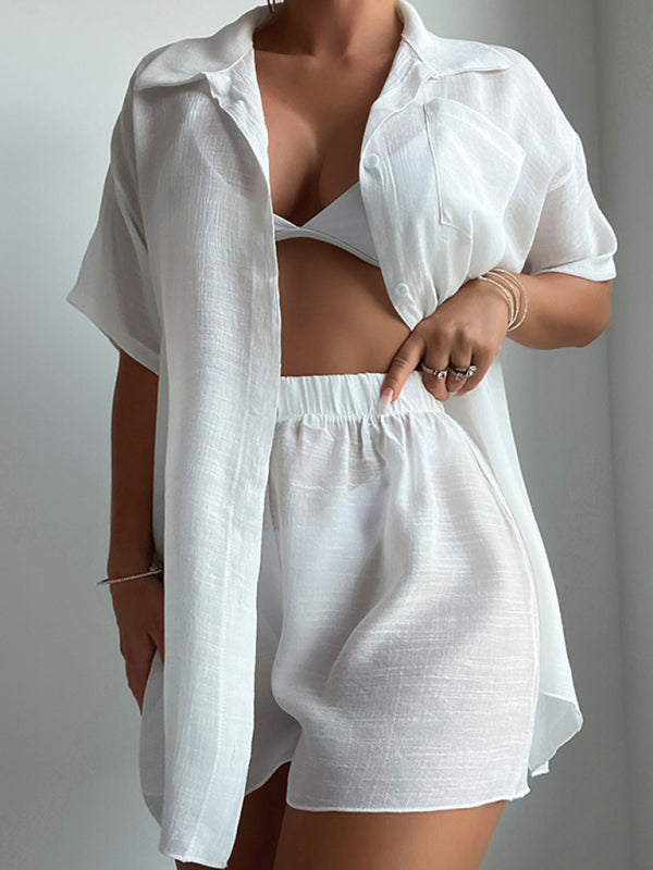 Loose Fit Sun Protection Beach Cover-Up Shirt & Shorts Set – Lightweight & Breathable