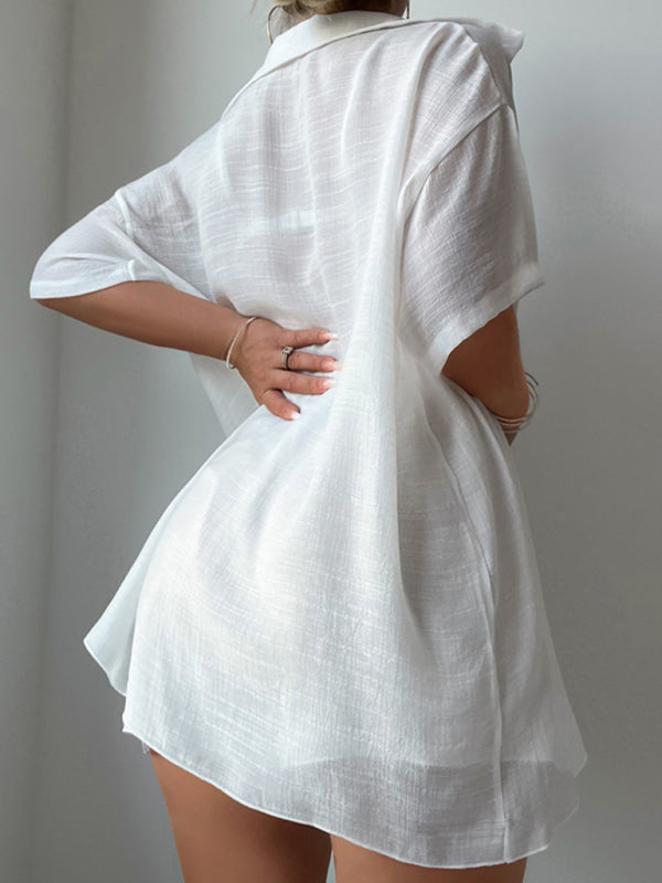 Loose Fit Sun Protection Beach Cover-Up Shirt & Shorts Set – Lightweight & Breathable