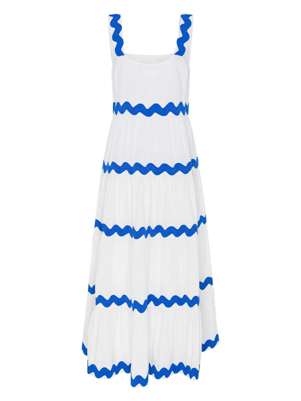 Weißes Maxikleid mit gewelltem Tube-Top und Strumpfhaltern – Romantischer Frühlingsstil