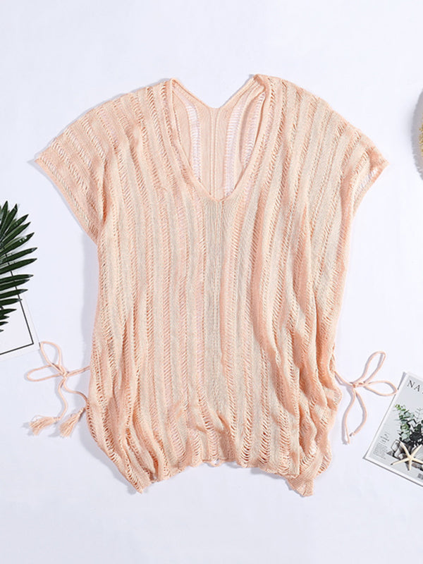 Hollow Knit Beach Cover-Up – Lightweight Acrylic Swimsuit Top