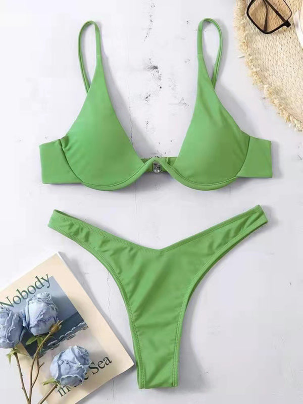 Solid Color Underwire Bikini – Supportive Fit & Sexy Design, Spring-Summer Ready