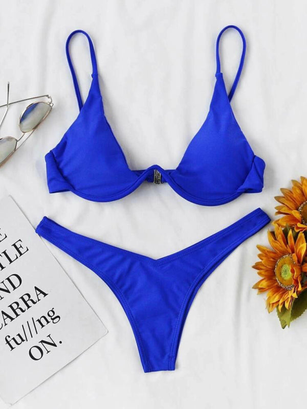 Solid Color Underwire Bikini – Supportive Fit & Sexy Design, Spring-Summer Ready