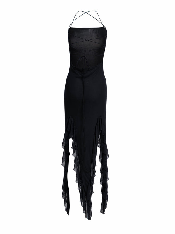 Ruffled Slim Fit Midi Dress – Elegant Bodycon Style for Spring & Summer