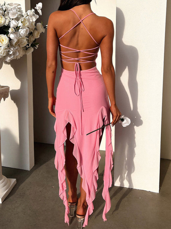 Ruffled Slim Fit Midi Dress – Elegant Bodycon Style for Spring & Summer