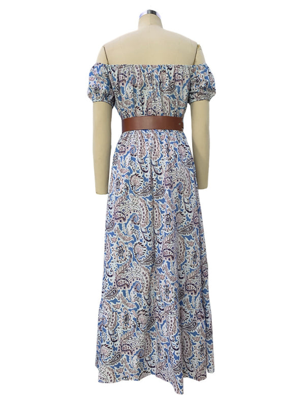 Boho Off-Shoulder Short Sleeve Maxi Dress