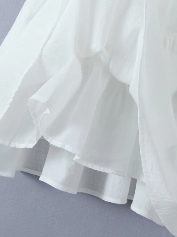 Slim-Fit White Suspender Dress – Cotton Blend, Sexy French Summer Look