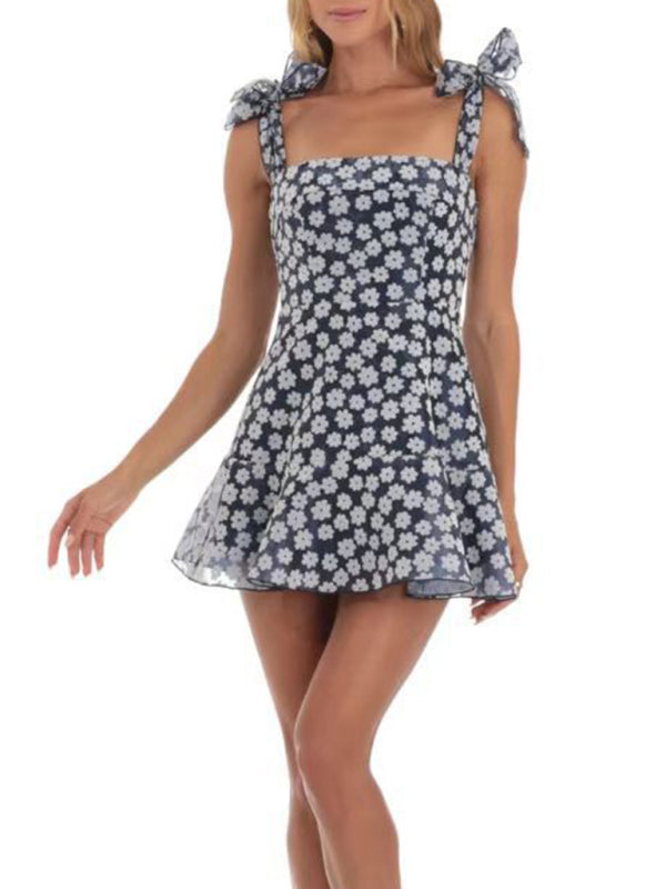 Romantic Floral Mesh Midi Dress – Lightweight Spaghetti Strap Summer Look