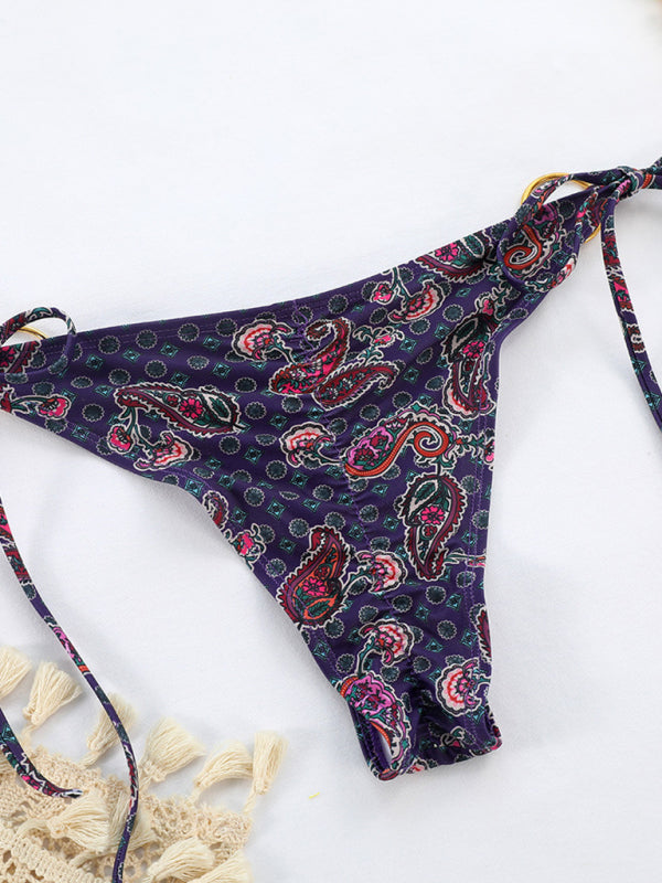 Metal Ring Strappy Bikini Set – Printed, Sexy Cut, Adjustable Fit