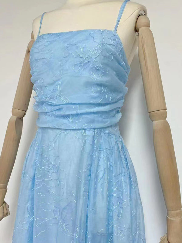 New sling strapless waist long dress