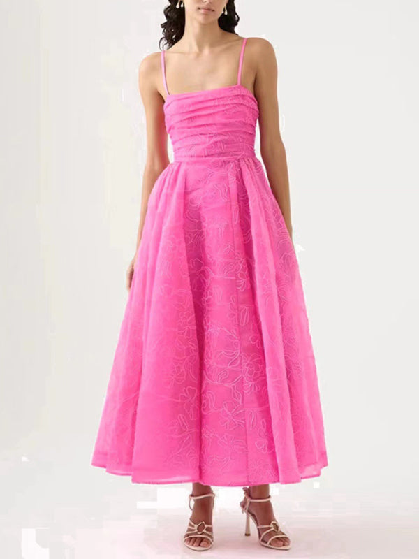New sling strapless waist long dress