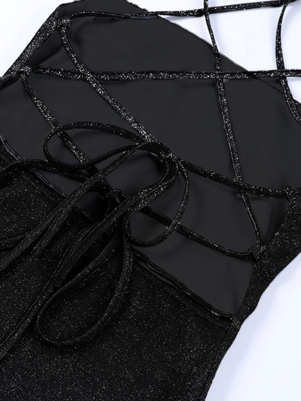 Knitted Backless Bodycon Suspender Mini Dress