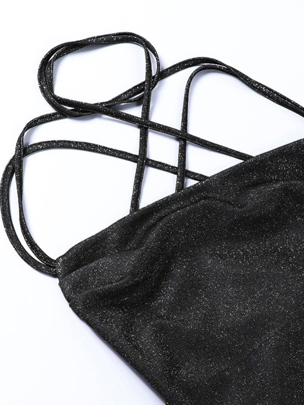Knitted Backless Bodycon Suspender Mini Dress