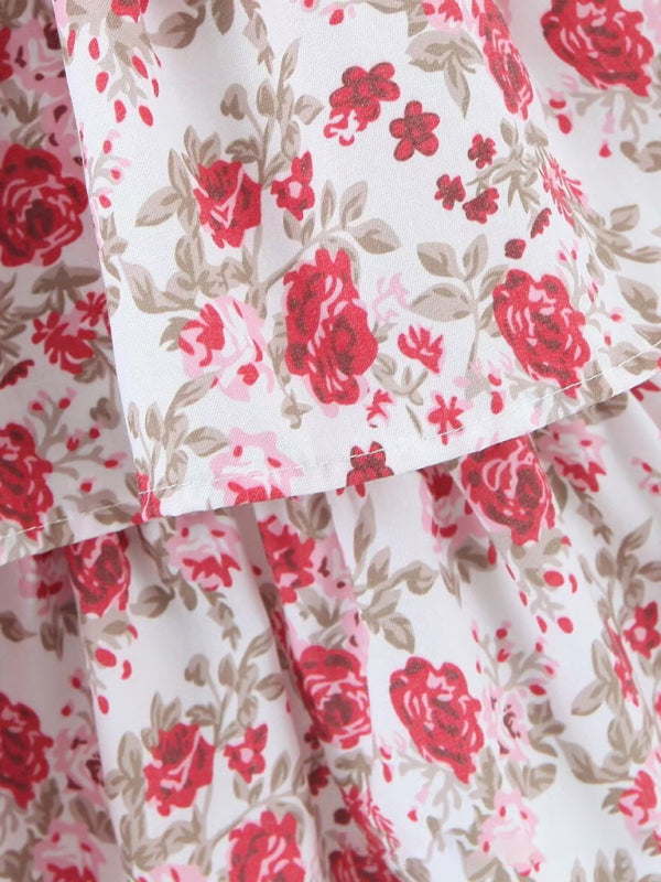 Floral One-Shoulder Puff Cake Mini Dress – Romantic Spring Style