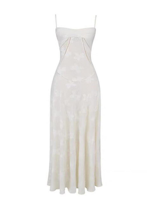 Romantic High-Waisted Floral Maxi Dress with Cut Flower Detail