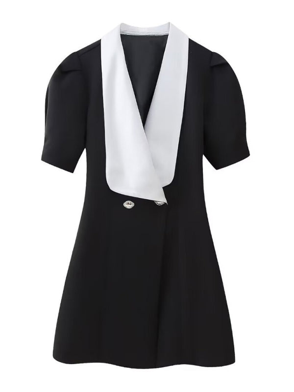 Suit-Inspired Mini Dress with Back Bow – French Chic Spring Style