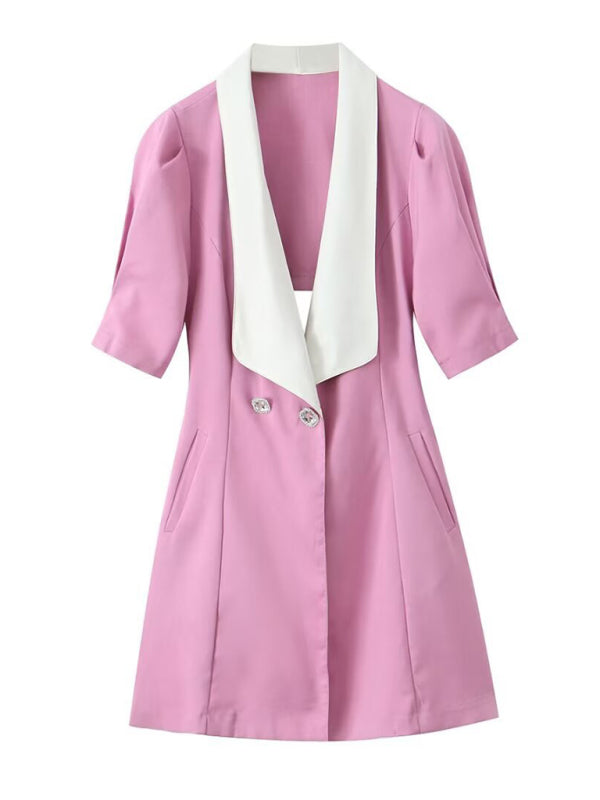 Suit-Inspired Mini Dress with Back Bow – French Chic Spring Style