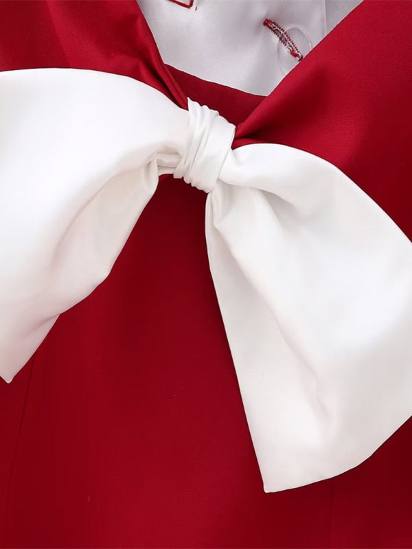 Suit-Inspired Mini Dress with Back Bow – French Chic Spring Style