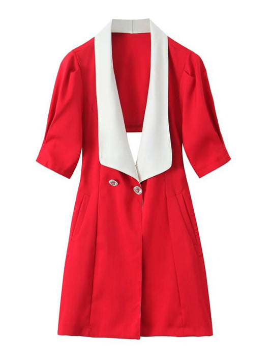Suit-Inspired Mini Dress with Back Bow – French Chic Spring Style