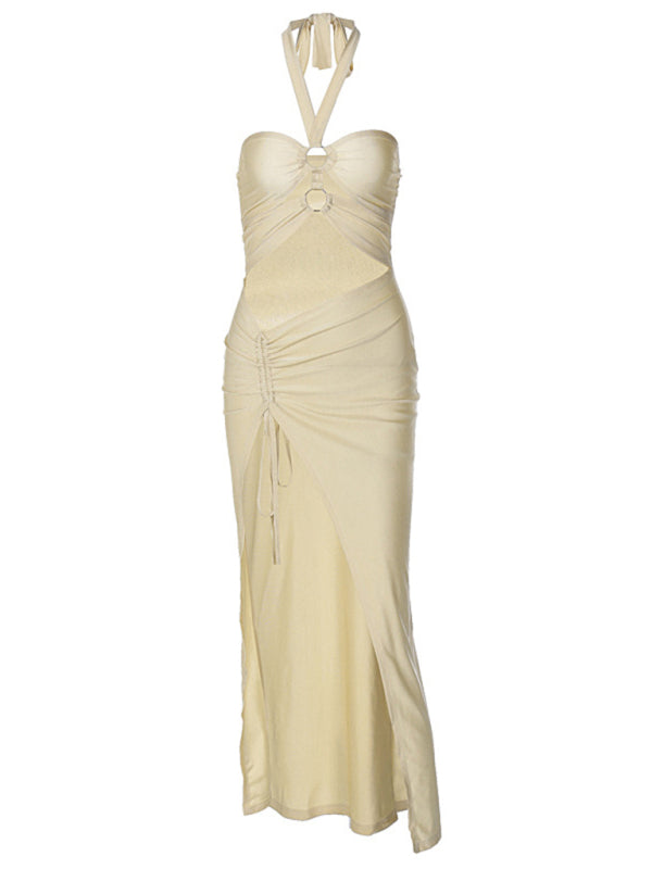 Women's Halterneck Cutout Slit Bodycon Dress