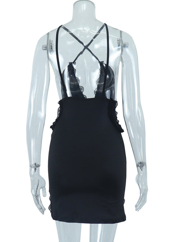 Lace Splice Slit Bodycon Dress