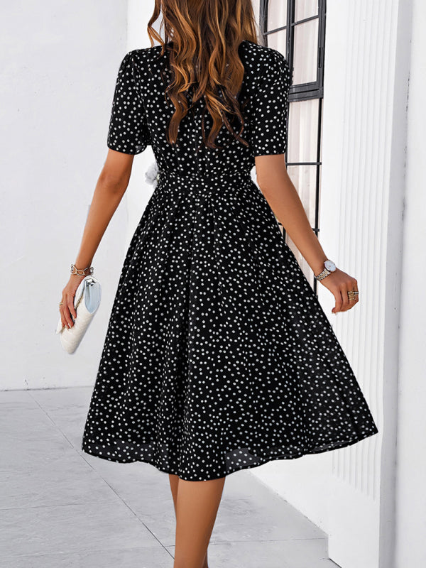 Polka Dot Strappy Midi Dress – Elegant Casual Style for Spring & Summer