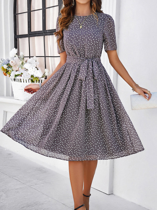 Polka Dot Strappy Midi Dress – Elegant Casual Style for Spring & Summer