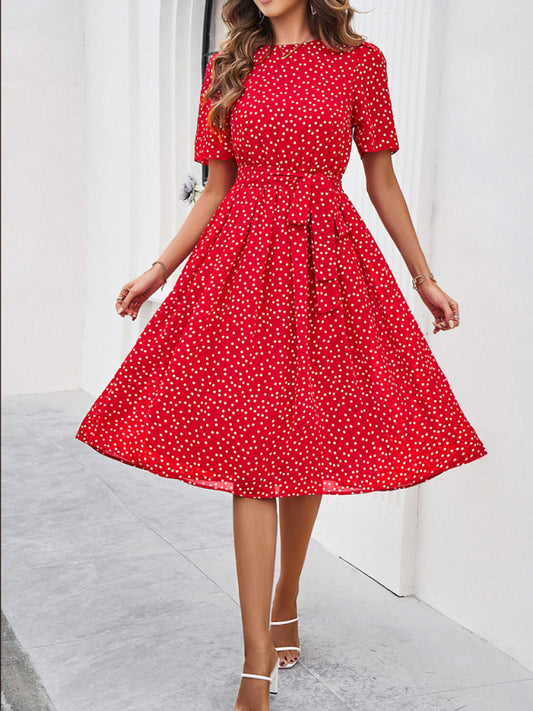 Polka Dot Strappy Midi Dress – Elegant Casual Style for Spring & Summer