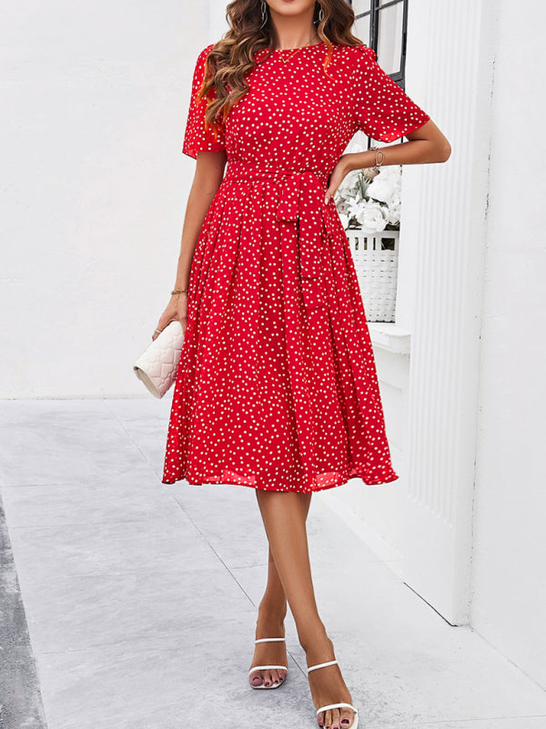 Polka Dot Strappy Midi Dress – Elegant Casual Style for Spring & Summer