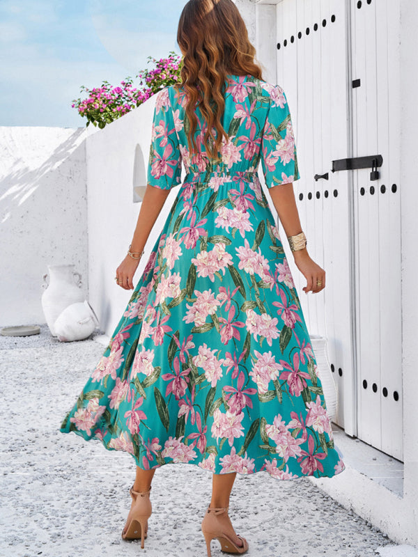 Romantic Floral Slit Maxi Dress – Spring & Summer Vacation Style