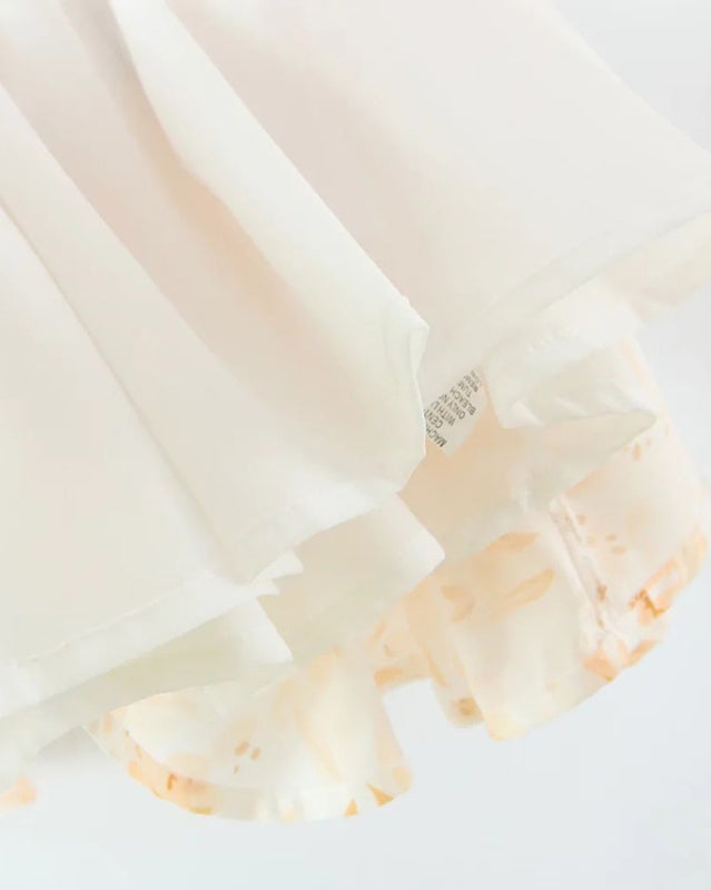 Romantic Pleated Pastoral Dress – Full Body Print, Spring-Summer Style