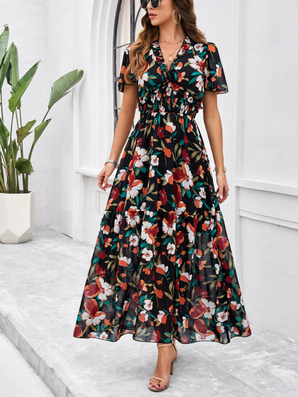 Printed Waist Dress – Casual Grace Style for Spring & Summer Comfort