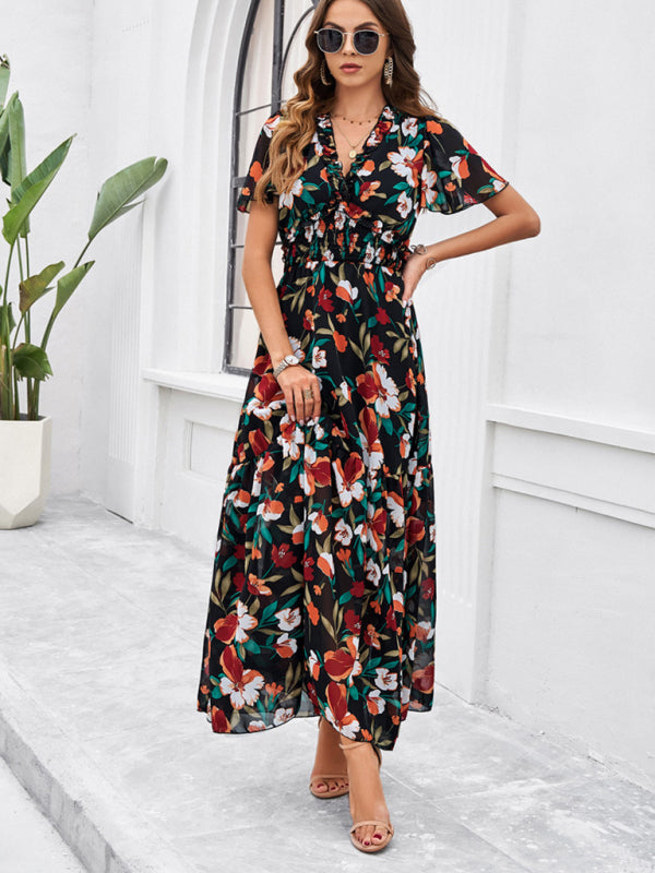 Printed Waist Dress – Casual Grace Style for Spring & Summer Comfort
