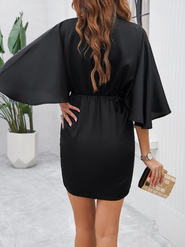 Graceful Solid Color Midi Waist Dress – Spring & Summer Style