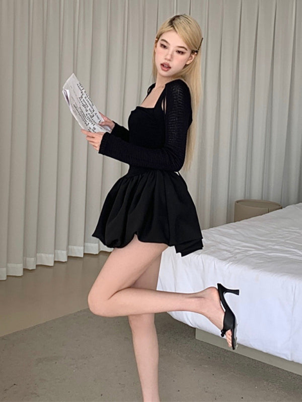 Sleeveless Square Neck Waist Slimming Dress