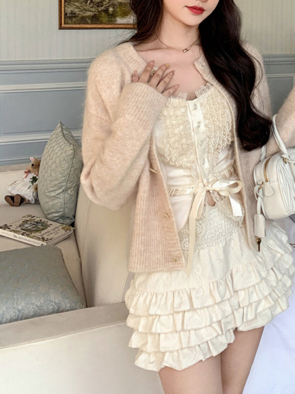 Lace Tiered High Waist Skirt