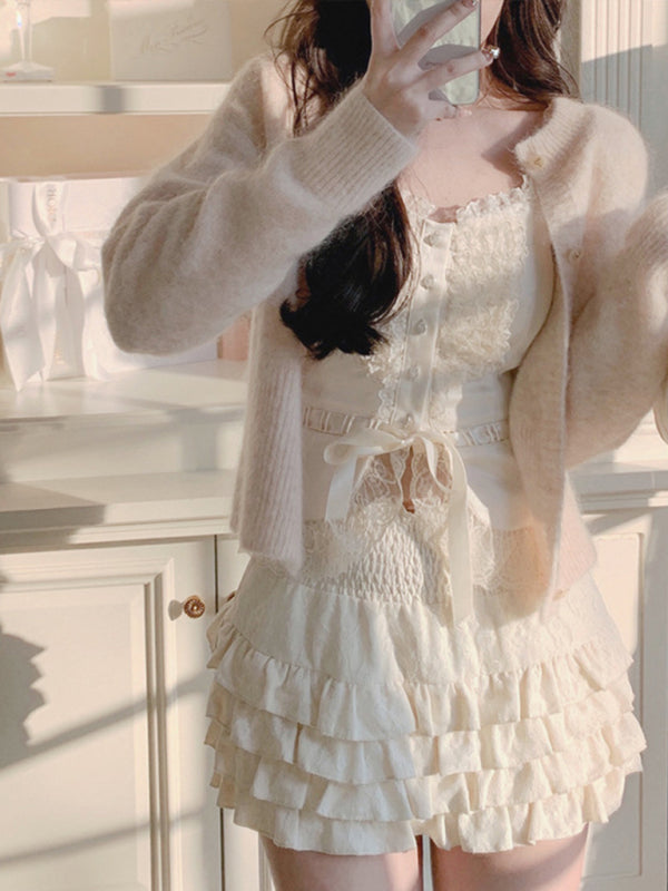 Lace Tiered High Waist Skirt