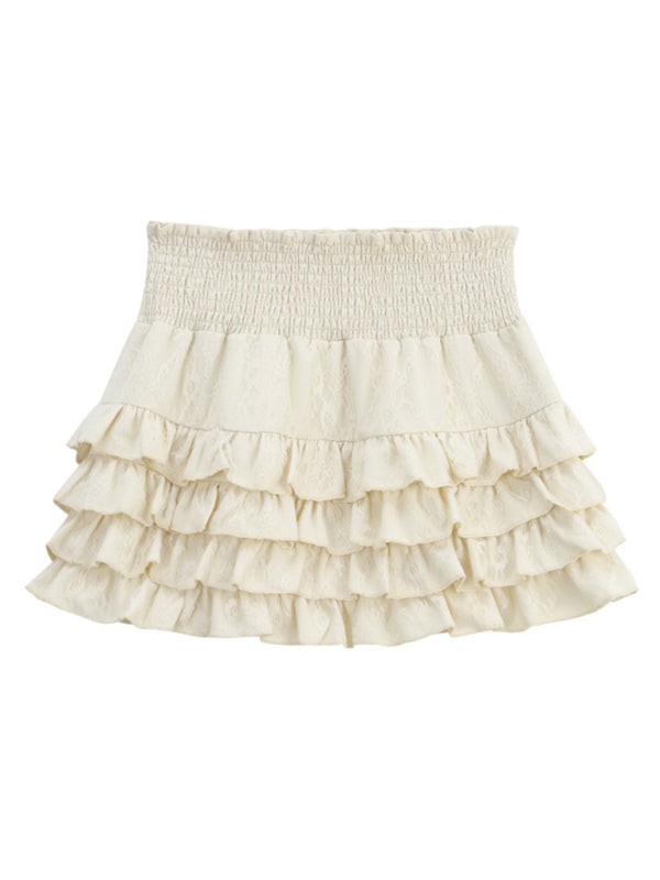 Lace Tiered High Waist Skirt