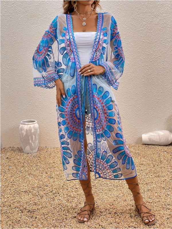 Lace Beach Cover-Up Cardigan – Lightweight Sheer Swimsuit Wrap for Sun Protection