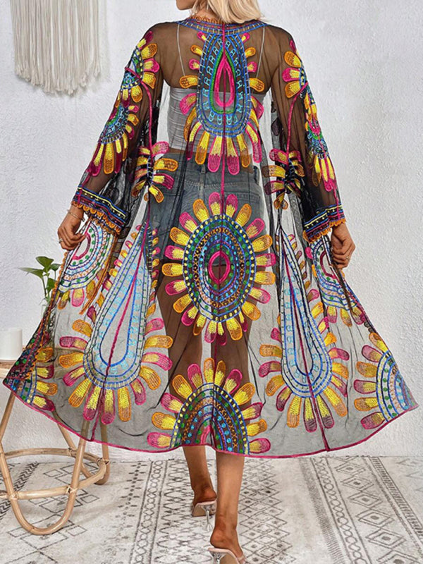 Lace Beach Cover-Up Cardigan – Lightweight Sheer Swimsuit Wrap for Sun Protection