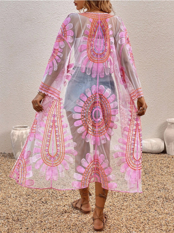 Lace Beach Cover-Up Cardigan – Lightweight Sheer Swimsuit Wrap for Sun Protection