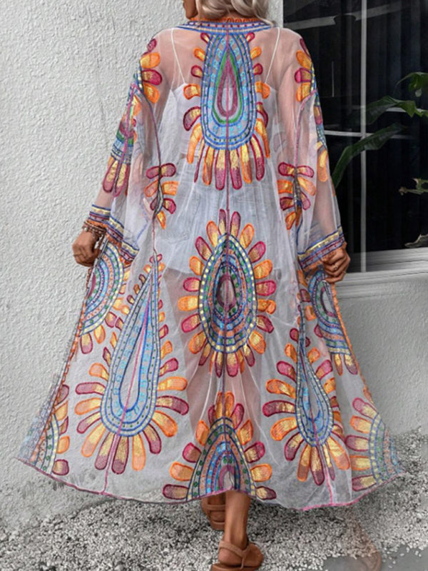 Lace Beach Cover-Up Cardigan – Lightweight Sheer Swimsuit Wrap for Sun Protection
