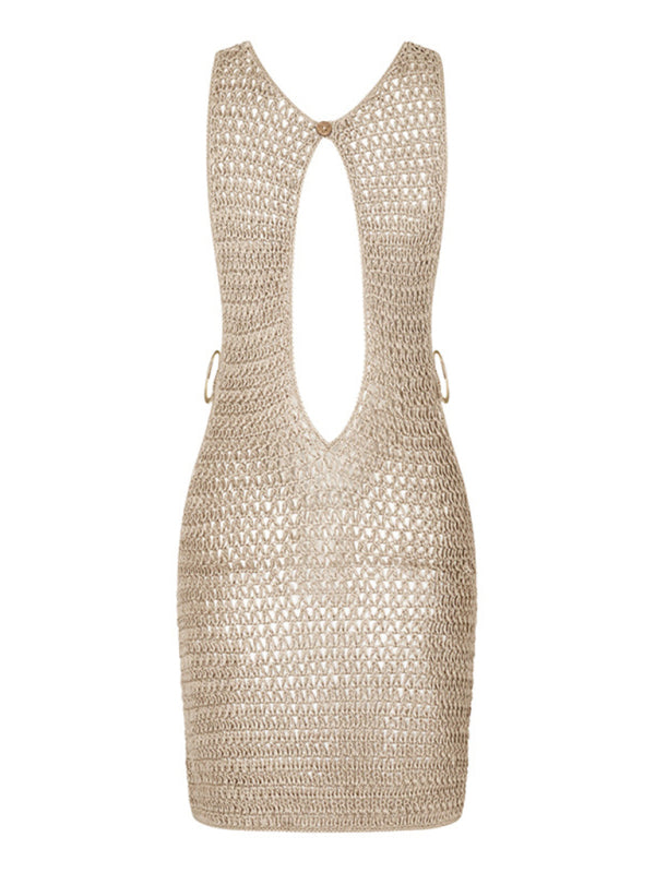 Knit Bikini Cover-Up Dress – Cracker Khaki, Spring-Summer Beach Style