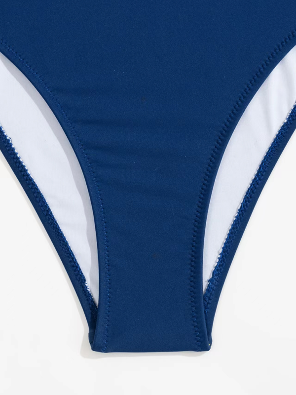 Colorblock One-Shoulder Split Swimsuit – Sexy Cut-Out Bikini, Yellow