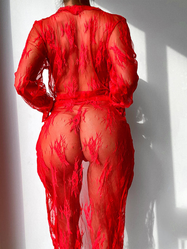 Sheer Mesh Lace Lingerie Set – Sexy Two-Piece with Panties