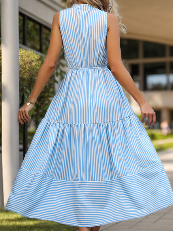 Vertical Striped Sleeveless Maxi Dress – Relaxed Fit, Lightweight for Spring & Summer