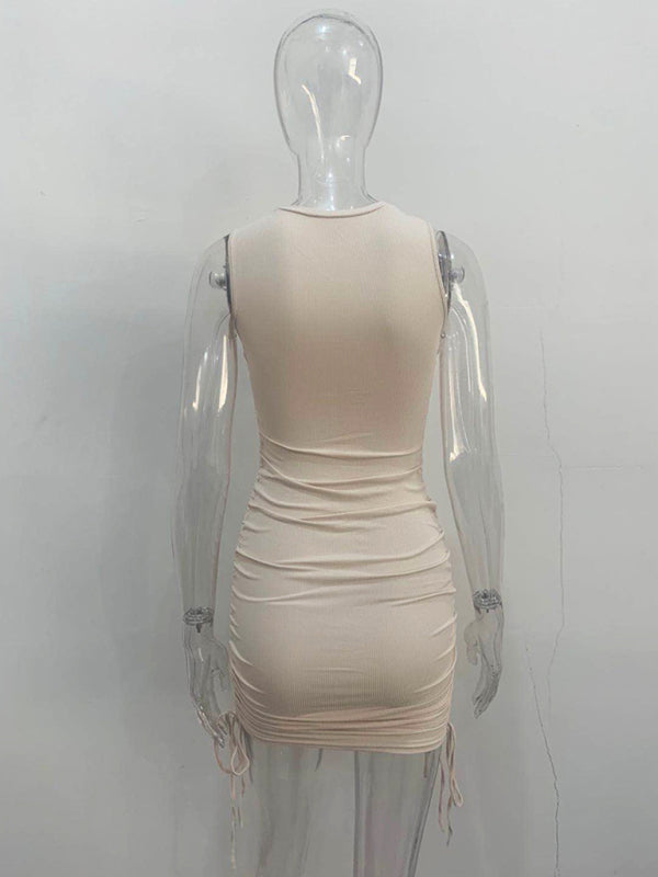 Slim Fit Cotton Vest Dress – Hip-Hugging Knit Style for Spring & Summer
