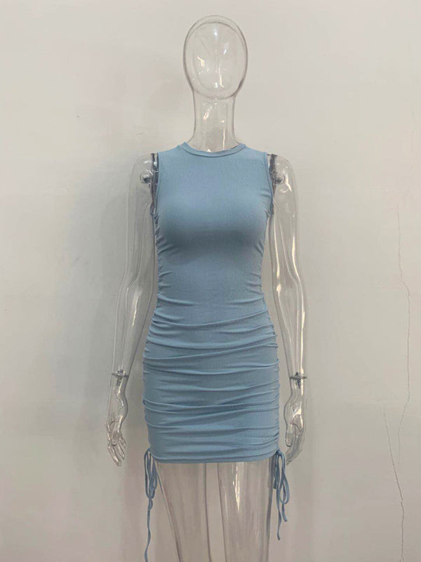 Slim Fit Cotton Vest Dress – Hip-Hugging Knit Style for Spring & Summer
