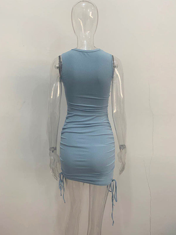 Slim Fit Cotton Vest Dress – Hip-Hugging Knit Style for Spring & Summer